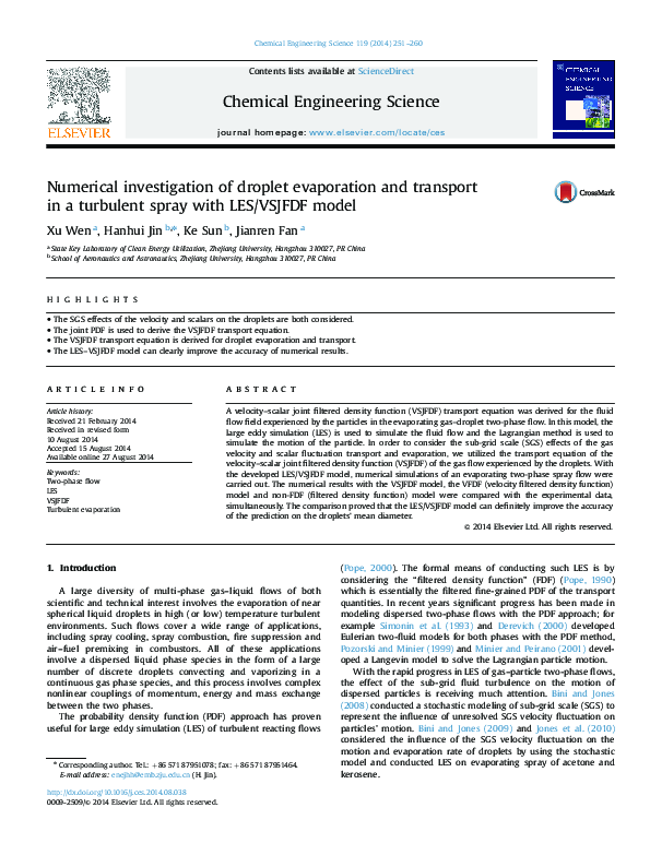 (PDF) Numerical investigation of droplet evaporation modeling in ...