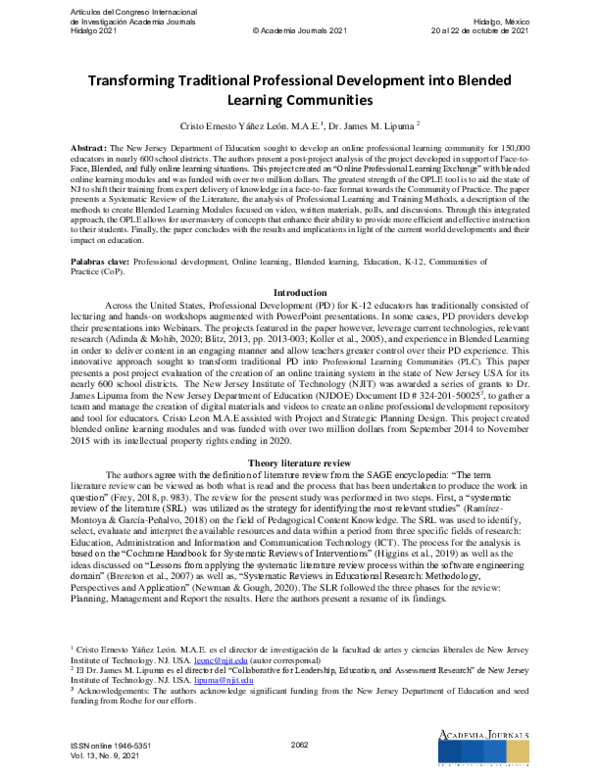 (PDF) Transforming Traditional Professional Development into Blended ...