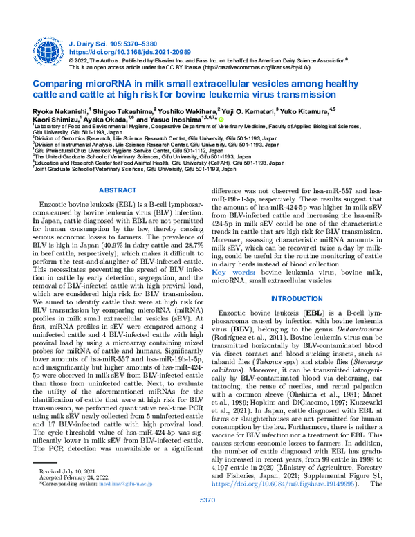 (PDF) Comparing microRNA in milk small extracellular vesicles among ...