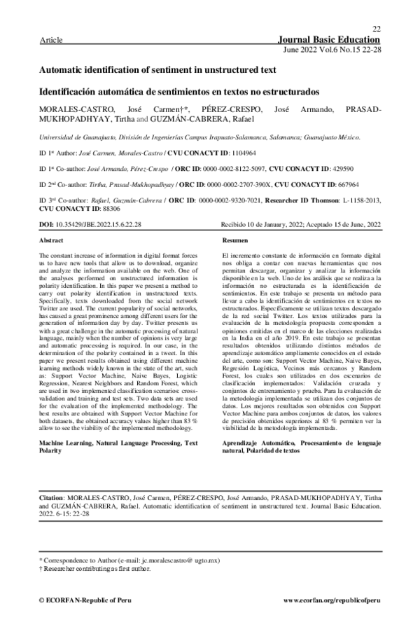 (PDF) Automatic identification of sentiment in unstructured text
