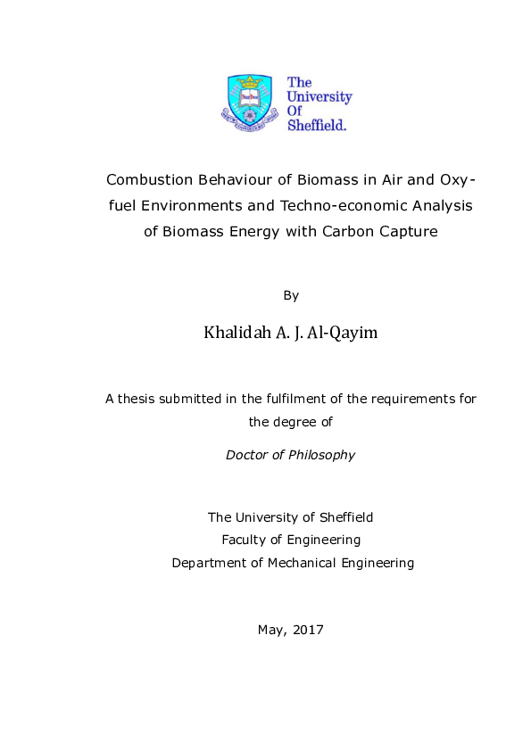 (PDF) Combustion Behaviour of Biomass in Air and Oxy-fuel Environments ...