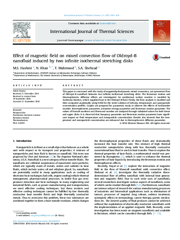 (PDF) Effect of Magnetic Field on Mixed Convection Flow in a Porous ...