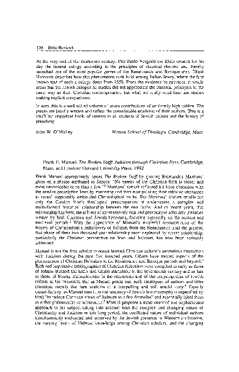 (PDF) David B. Ruderman, “Review of ‘The Broken Staff: Judaism Through ...