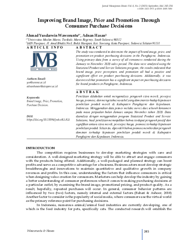 (PDF) Improving Brand Image, Price and Promotion Through Consumer ...