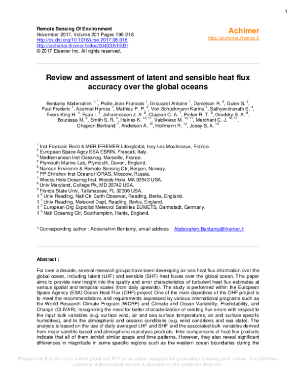 (PDF) Review and assessment of latent and sensible heat flux accuracy ...