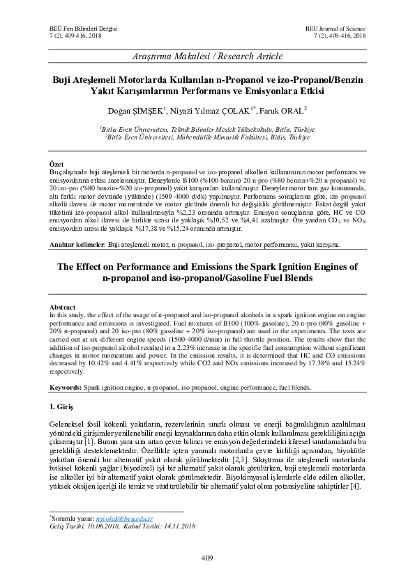 (PDF) The Effect on Performance and Emissions the Spark Ignition ...