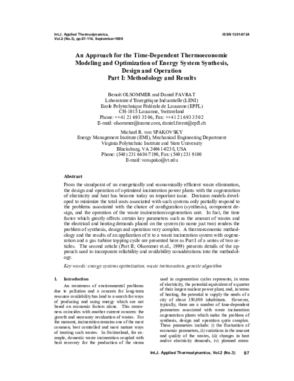 (PDF) An Approach for the Time-Dependent Thermoeconomic Modeling and ...