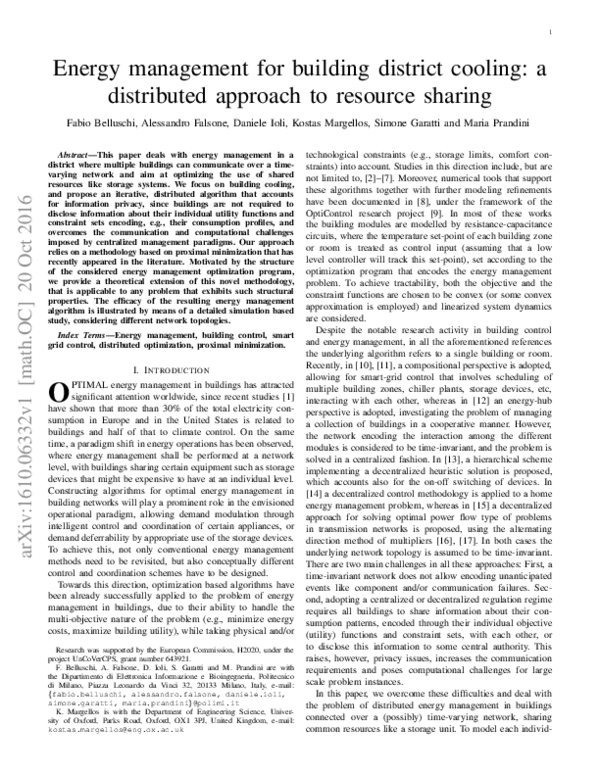 (PDF) Energy management for building district cooling: a distributed ...