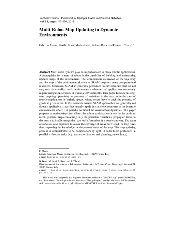 (PDF) Multi-robot Map Updating in Dynamic Environments