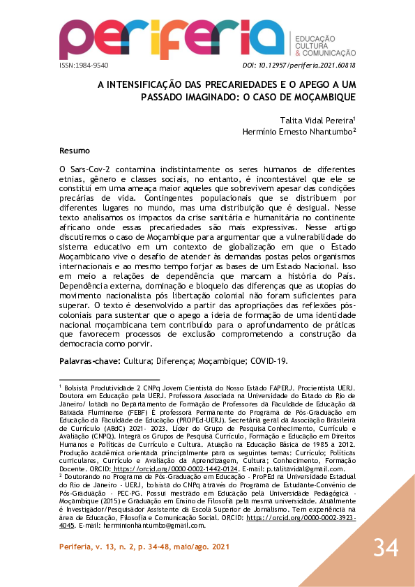 (PDF) A INTENSIFICAÇÃO DAS PRECARIEDADES E O APEGO A UM PASSADO ...