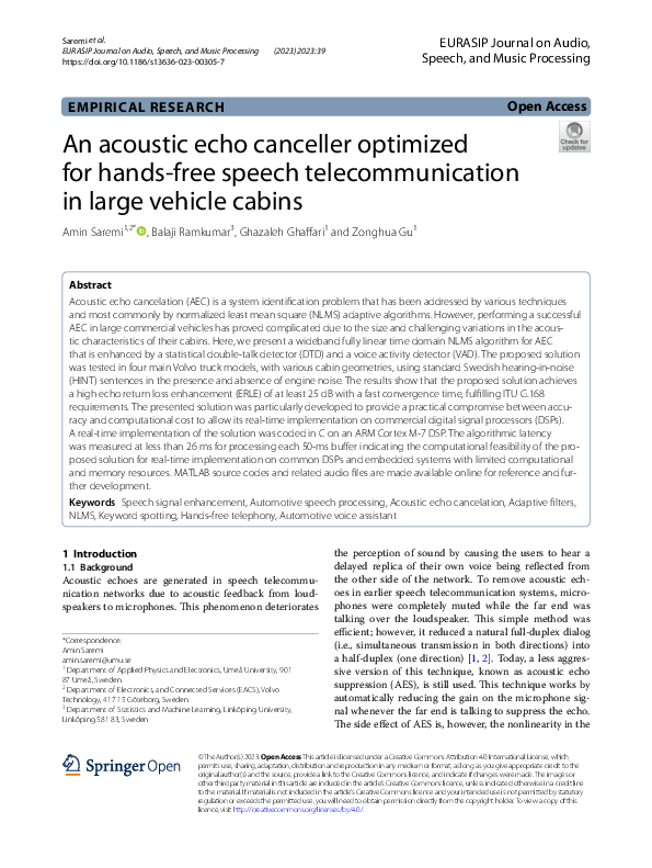 (PDF) An acoustic echo canceller optimized for hands-free speech ...