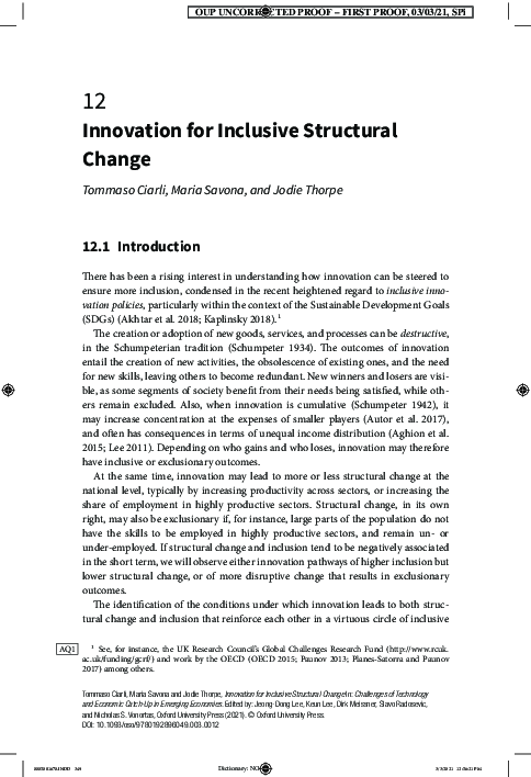 (PDF) Innovation for Inclusive Structural Change