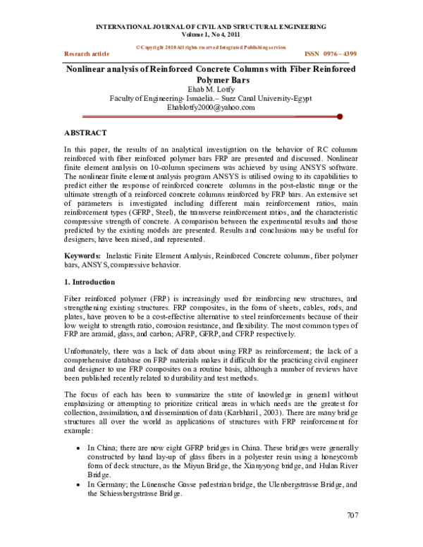 (PDF) Nonlinear analysis of Reinforced Concrete Columns with Fiber ...