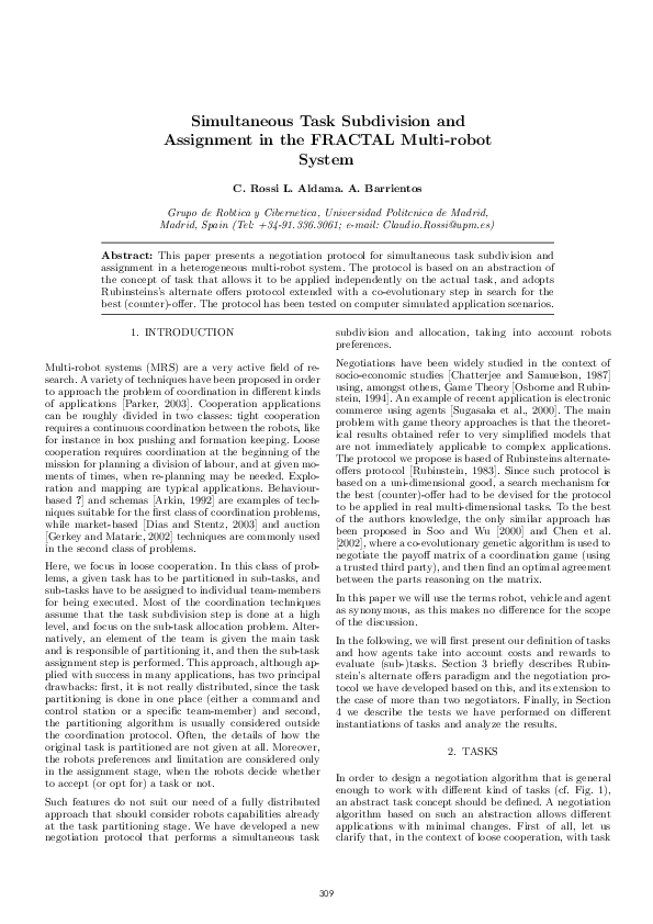 (PDF) Simultaneous Task Subdivision and Assignment in the FRACTAL Multi ...