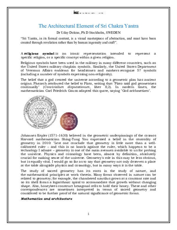 (DOC) The Architectural Element of Sri Chakra Yantra