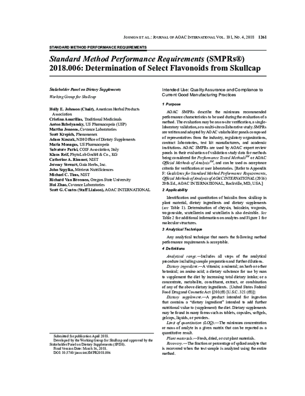 (PDF) Standard Method Performance Requirements (SMPRs®) 2018.005 ...