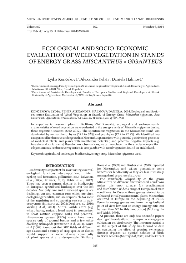 (PDF) Ecological and Socio-economic Evaluation of Weed Vegetation in ...