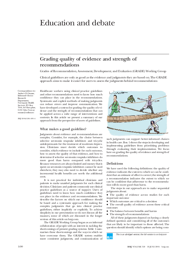 (PDF) Grading quality of evidence and strength of recommendations