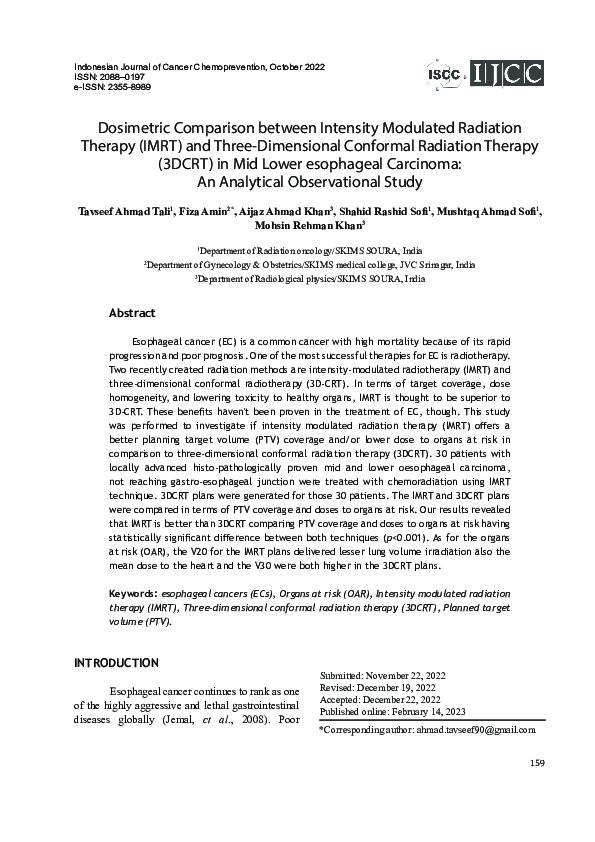 (PDF) Dosimetric Comparison between Intensity Modulated Radiation ...