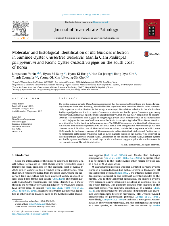 (PDF) Molecular and histological identification of Marteilioides ...