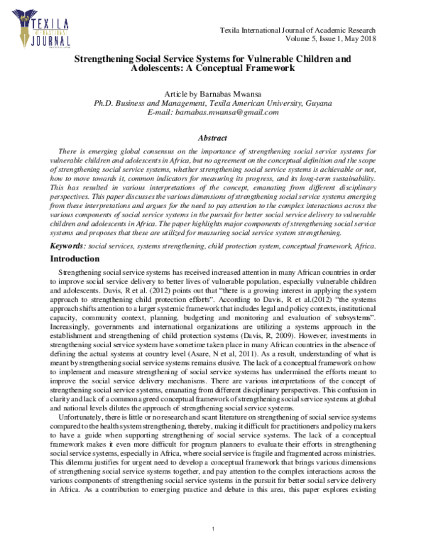 (PDF) Strengthening Social Service Systems for Vulnerable Children and ...