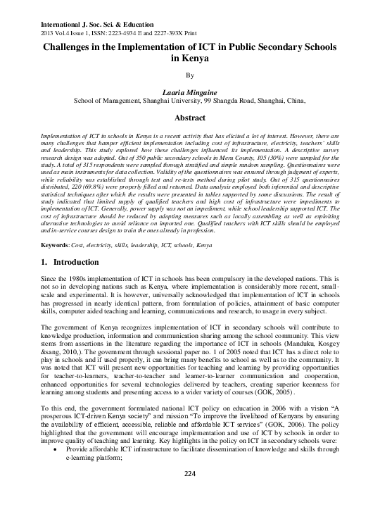 (PDF) Challenges in the Implementation of ICT in Public Secondary ...