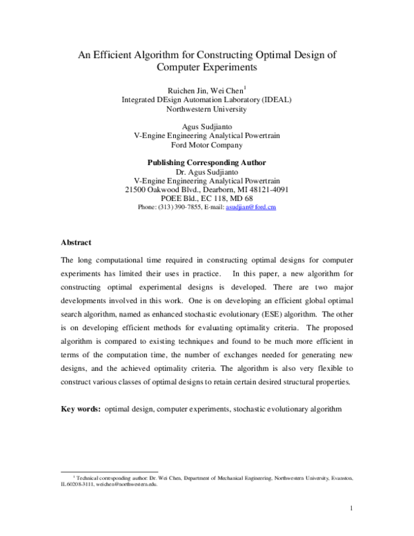 (PDF) An efficient algorithm for constructing optimal design of ...