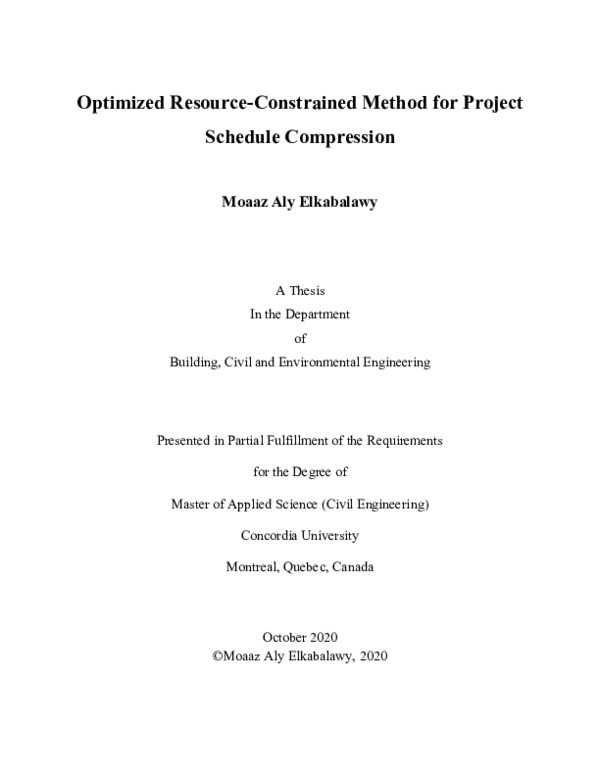 (PDF) Optimized resource-constrained method for project schedule ...