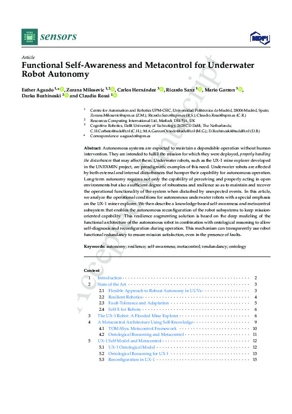 (PDF) Functional Self-Awareness and Metacontrol for Underwater Robot ...