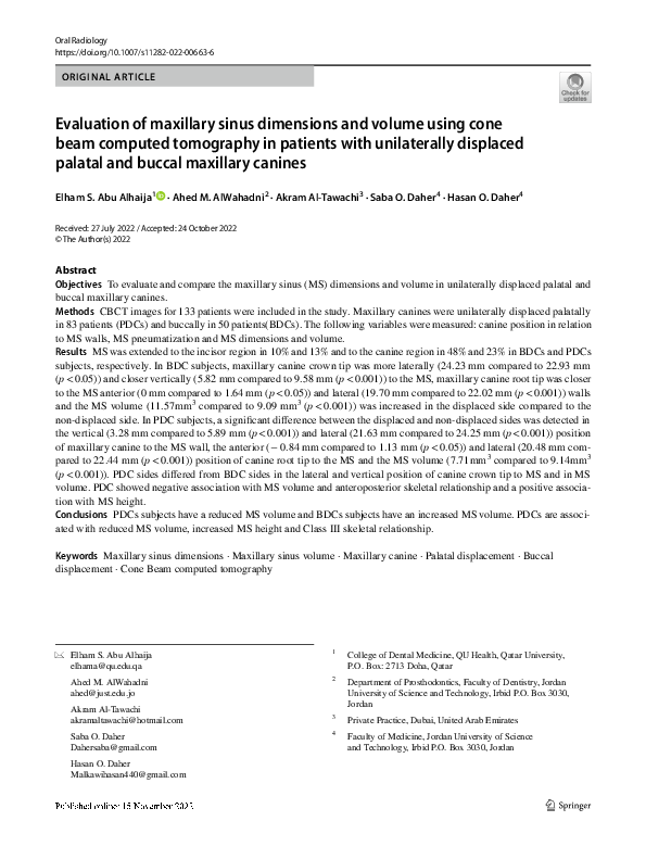 (PDF) Evaluation of maxillary sinus dimensions and volume using cone ...