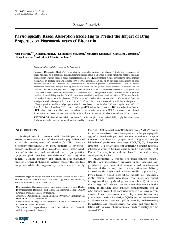 (PDF) Physiologically Based Absorption Modelling to Explore the Impact ...