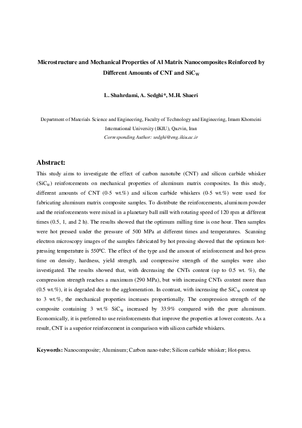 (PDF) Microstructure and Mechanical Properties of Al Matrix ...