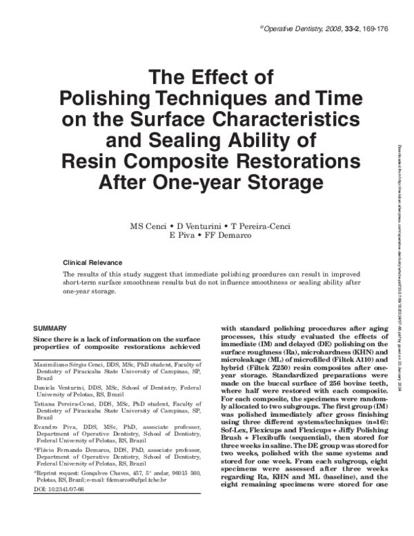 (PDF) The Effect of Polishing Techniques and Time on the Surface ...