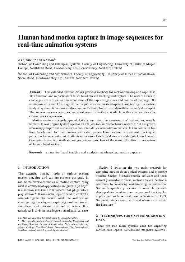 (PDF) Human hand motion capture in image sequences for real-time ...