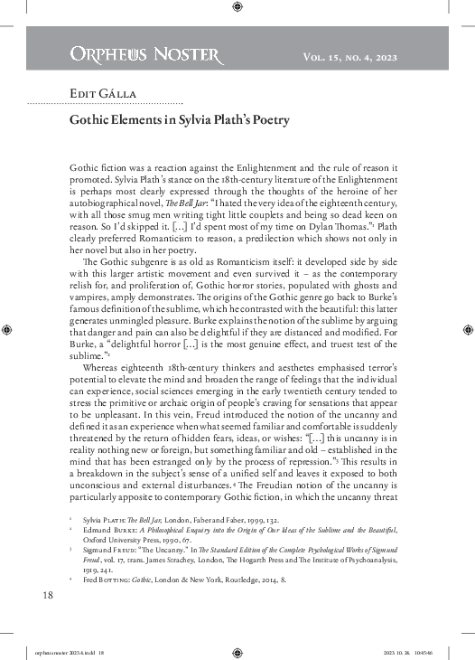 (PDF) Gothic Elements in Sylvia Plath's Poetry