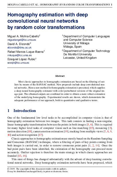 (PDF) Homography estimation with deep convolutional neural networks by ...