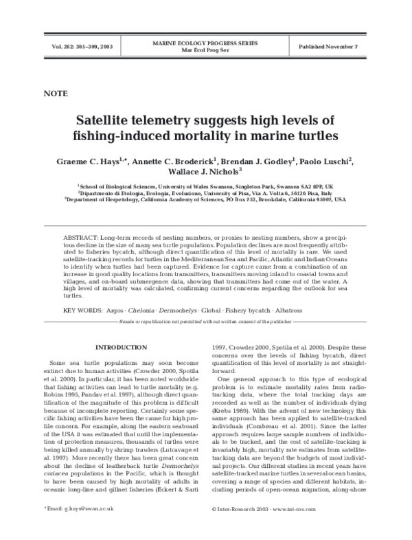 (PDF) Satellite telemetry suggests high levels of fishing-induced ...