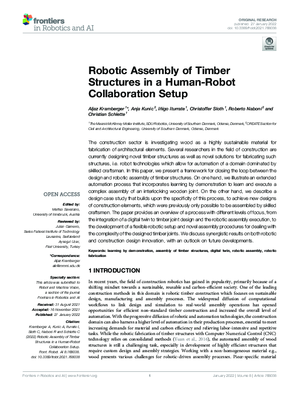 (PDF) Robotic Assembly of Timber Structures in a Human-Robot ...