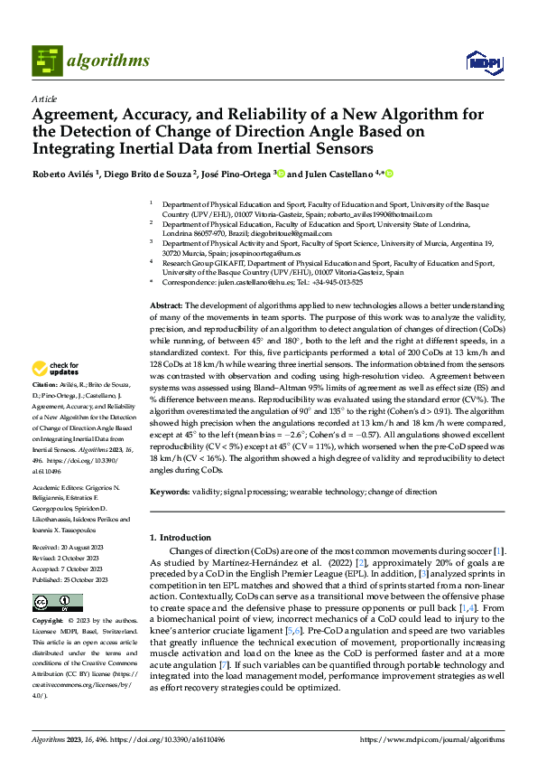 (PDF) Agreement, Accuracy, and Reliability of a New Algorithm for the ...