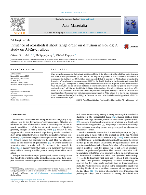 Influence of icosahedral short range order on diffusion in liquids: A study on Al-Zn-Cr alloys