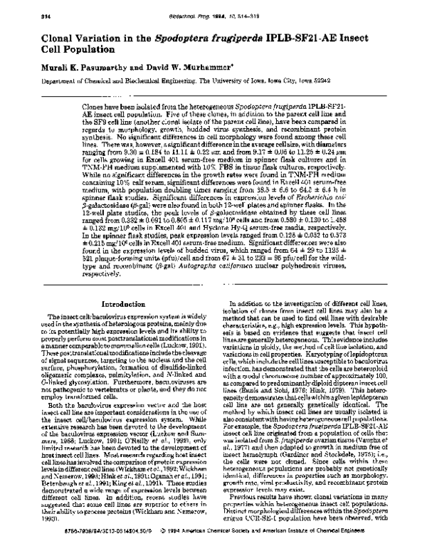 (PDF) Clonal variation in the Spodoptera frugiperda IPLB-SF21-AE insect ...
