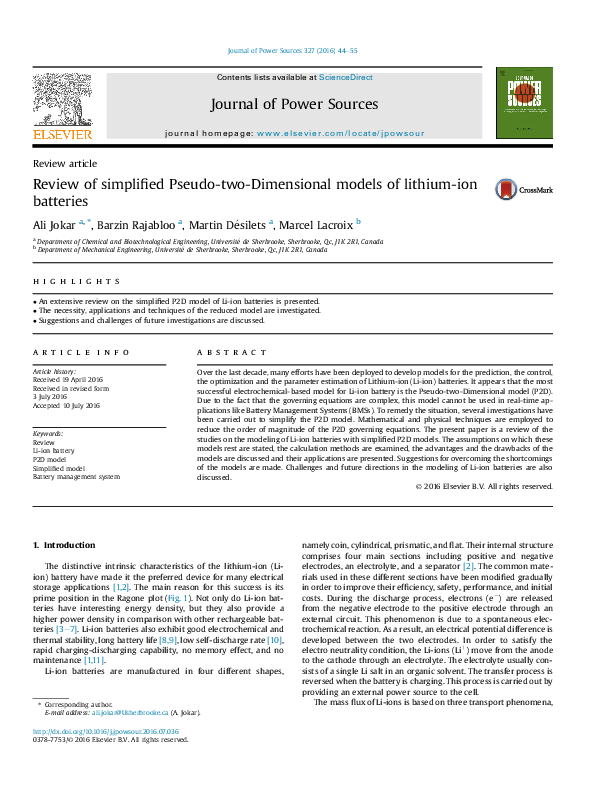 (PDF) Review of simplified Pseudo-two-Dimensional models of lithium-ion ...