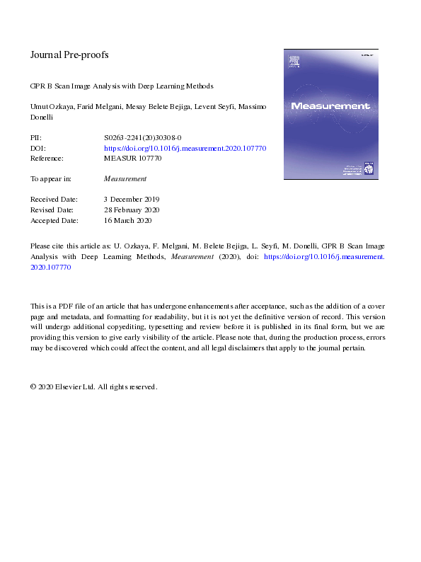 (PDF) GPR B scan image analysis with deep learning methods