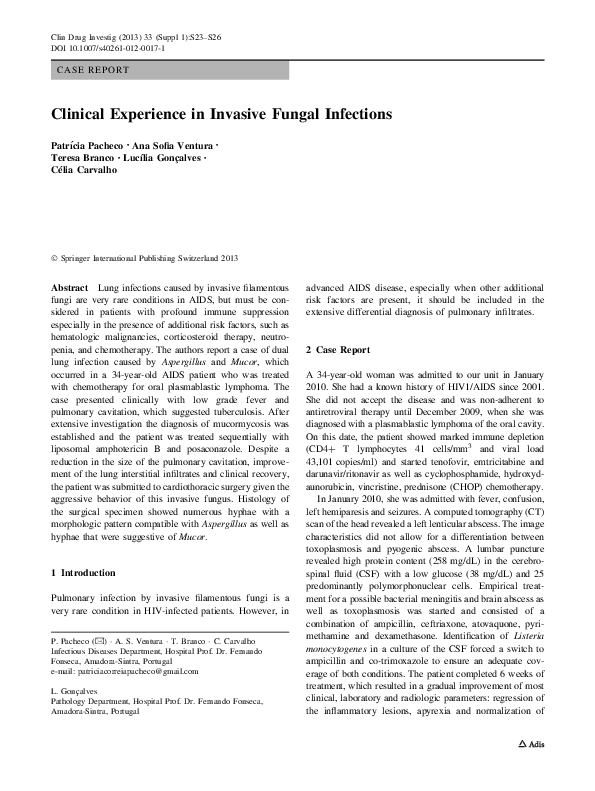 (PDF) Clinical Experience in Invasive Fungal Infections