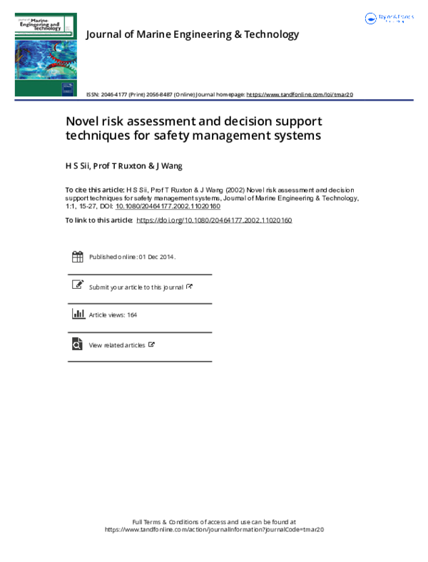 (PDF) Novel risk assessment and decision support techniques for safety ...