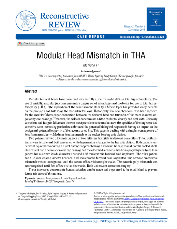 (PDF) Modular Head Mismatch in THA