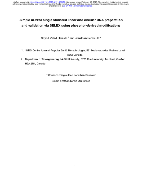 (PDF) Simple in-vitro single stranded linear and circular DNA ...