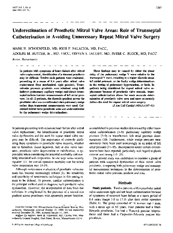 (PDF) Underestimation of prosthetic mitral valve areas: Role of ...