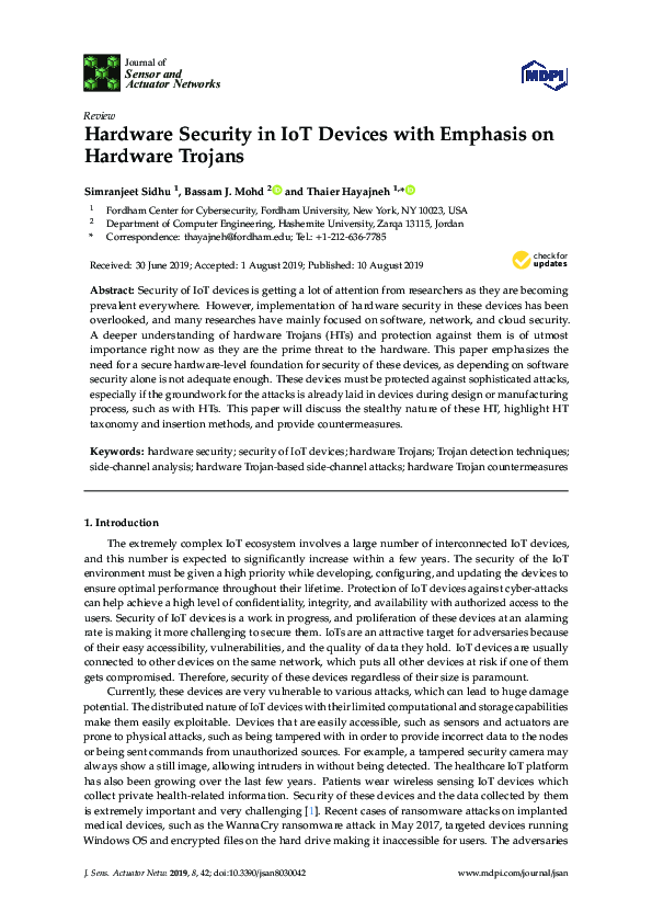 (PDF) Hardware Security in IoT Devices with Emphasis on Hardware Trojans