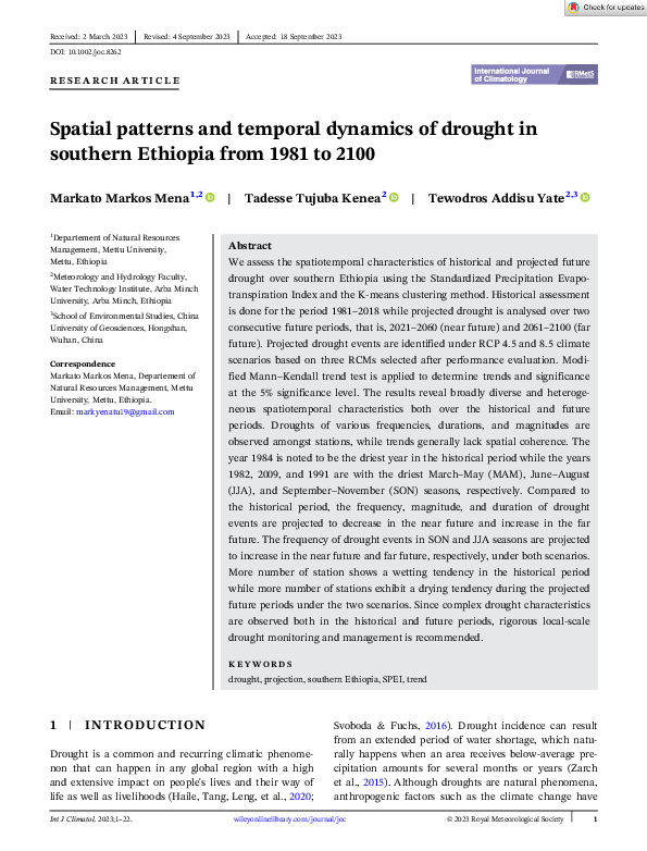 (PDF) Spatial patterns and temporal dynamics of drought in southern ...